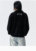 MEDM Coral Fleece Knit Long Sleeve Polo