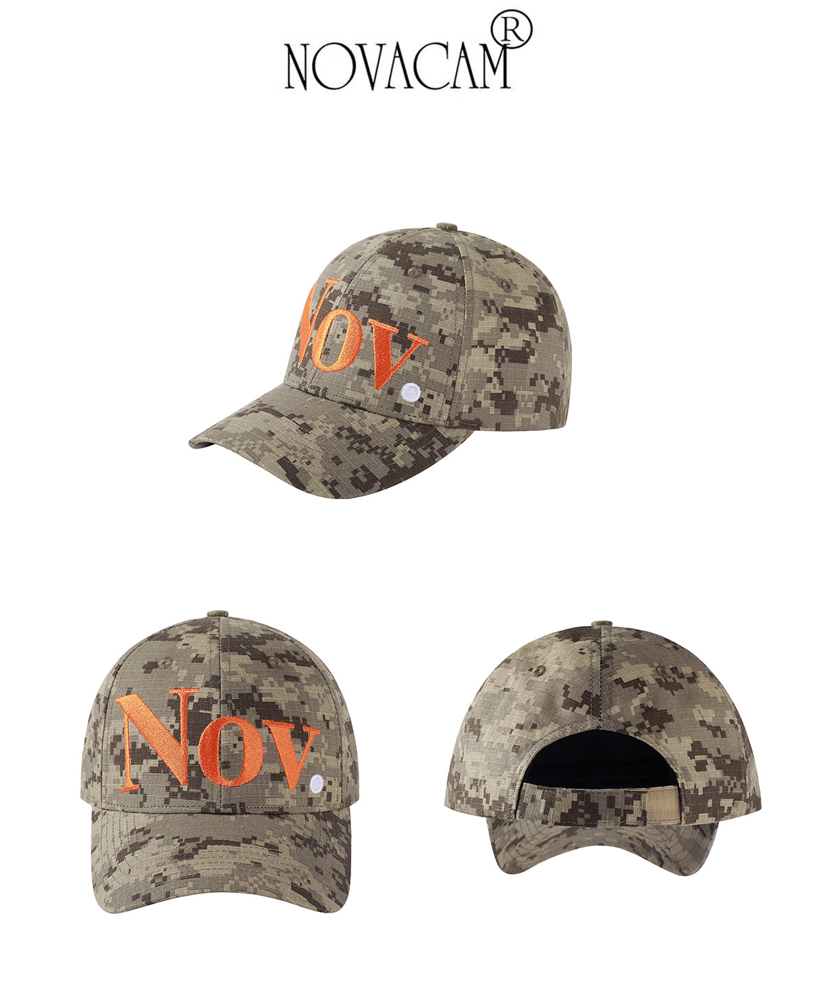 NOVACAM Pixel Camo NOV Logo Embroidered Dad Hat