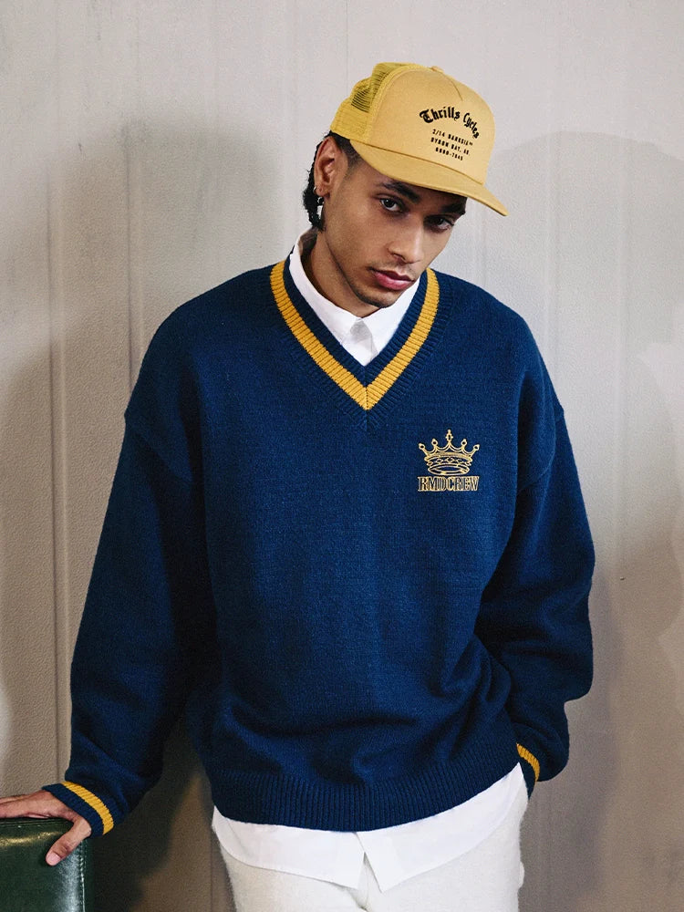 Remedy Embroidered V Neck Knit Sweater