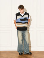 EMPTY REFERENCE Mohair Ripple Wool V-Neck Knit Vest