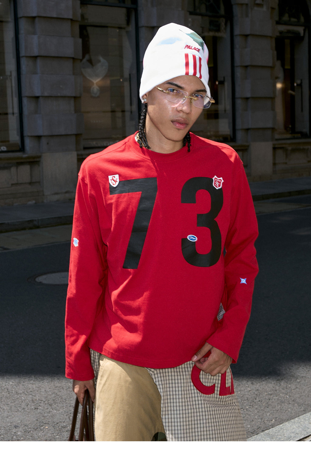 STEEPC Number Print Small Patch Long Sleeve Tee