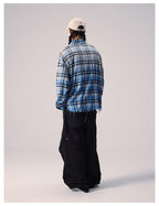 Remedy Washed Gradient Plaid Cutoff Long Sleeve Shirt