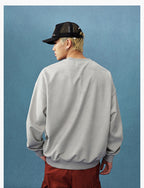MEDM Logo Label Embroidered Suede Sweatshirt