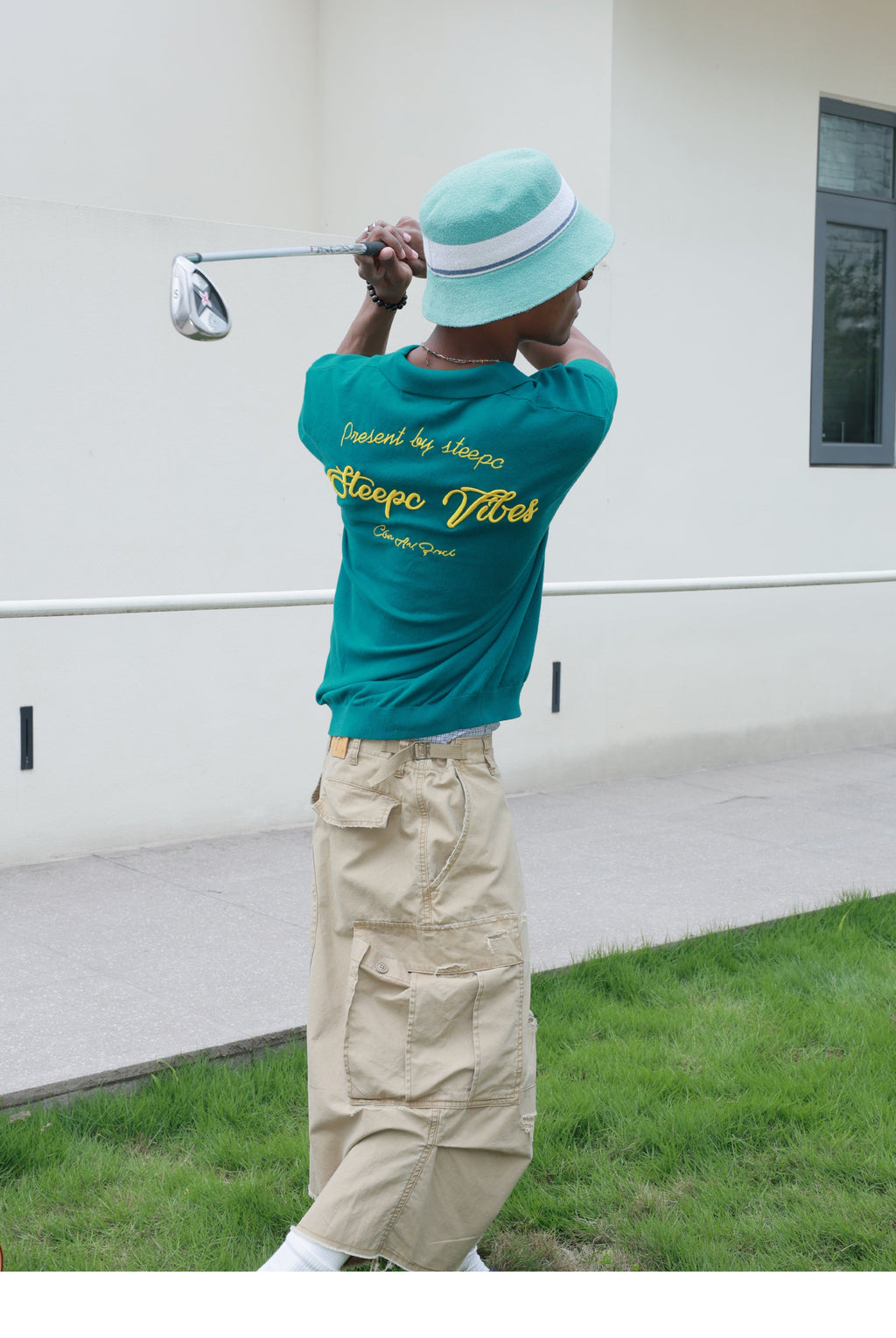 STEEPC Embroidered Boxy Knit Polo