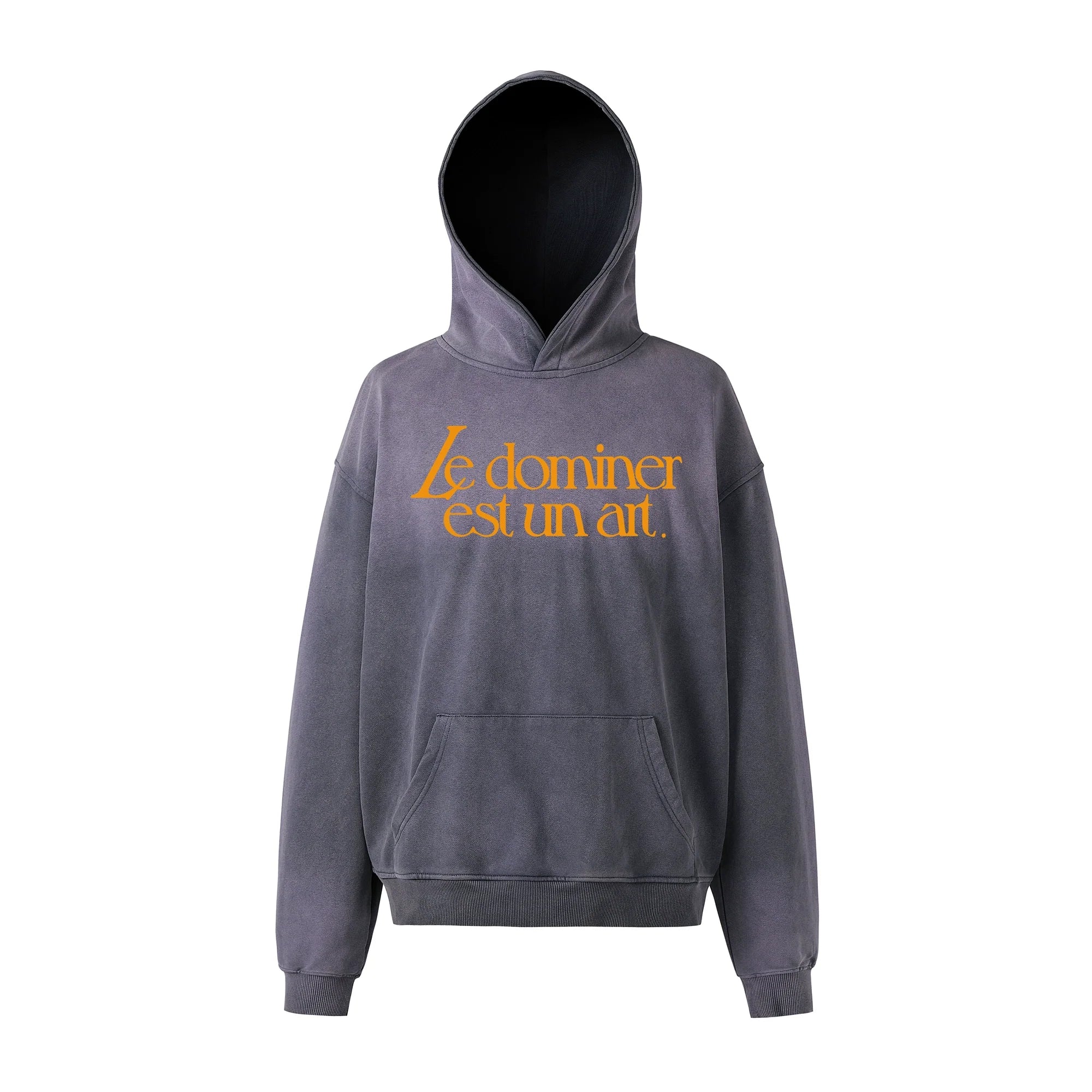 NOVACAM Washed Distressed Vintage Letters Logo Hoodie