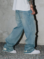 S45 Scattered Hem Washed Distressed Holes Jeans