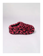 KARMANISTIC Rose White Leopard Fur Embroidered Slipper Clogs