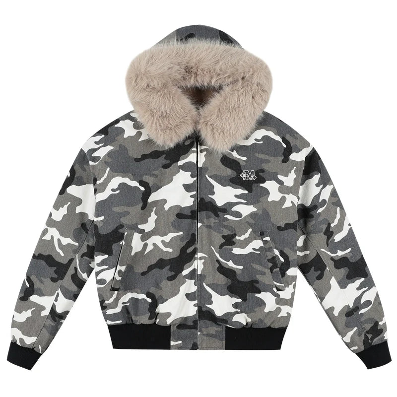 MEDM Detachable Fur Camouflage Hooded Jacket