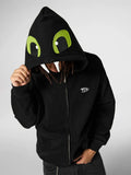 Achock Little Devil Embroidered Plush Zip Up Hoodie