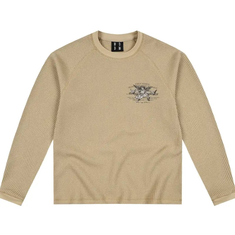 MEDM Angel Print Waffle Long Sleeve Tee