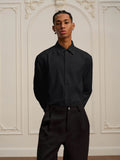 YADcrew Embroidered Lapel Button Up Long Sleeve Shirt