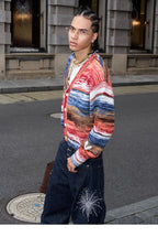 STEEPC Multicolor Gradient Heart Patch Knit Cardigan