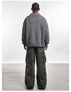 F3F Select Wide Lapel Gray Button Knit Cardigan
