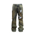 Night Lab Rivet Patchwork Rust Washed Jeans