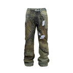 Night Lab Rivet Patchwork Rust Washed Jeans