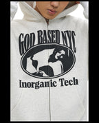 NOVACAM Vintage Print Zip Up Hoodie