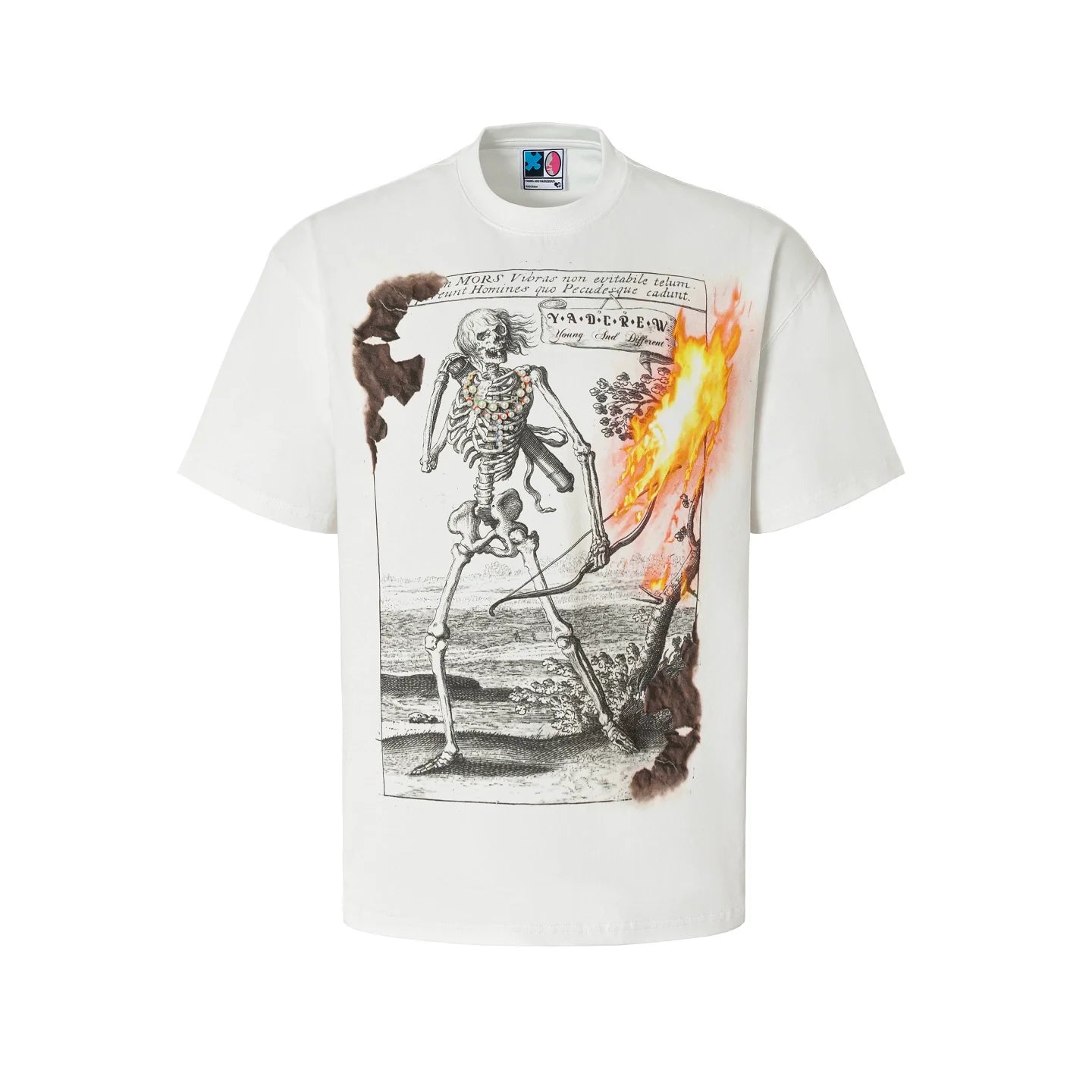 YADcrew Flame Skull Pearl Graphic Tee