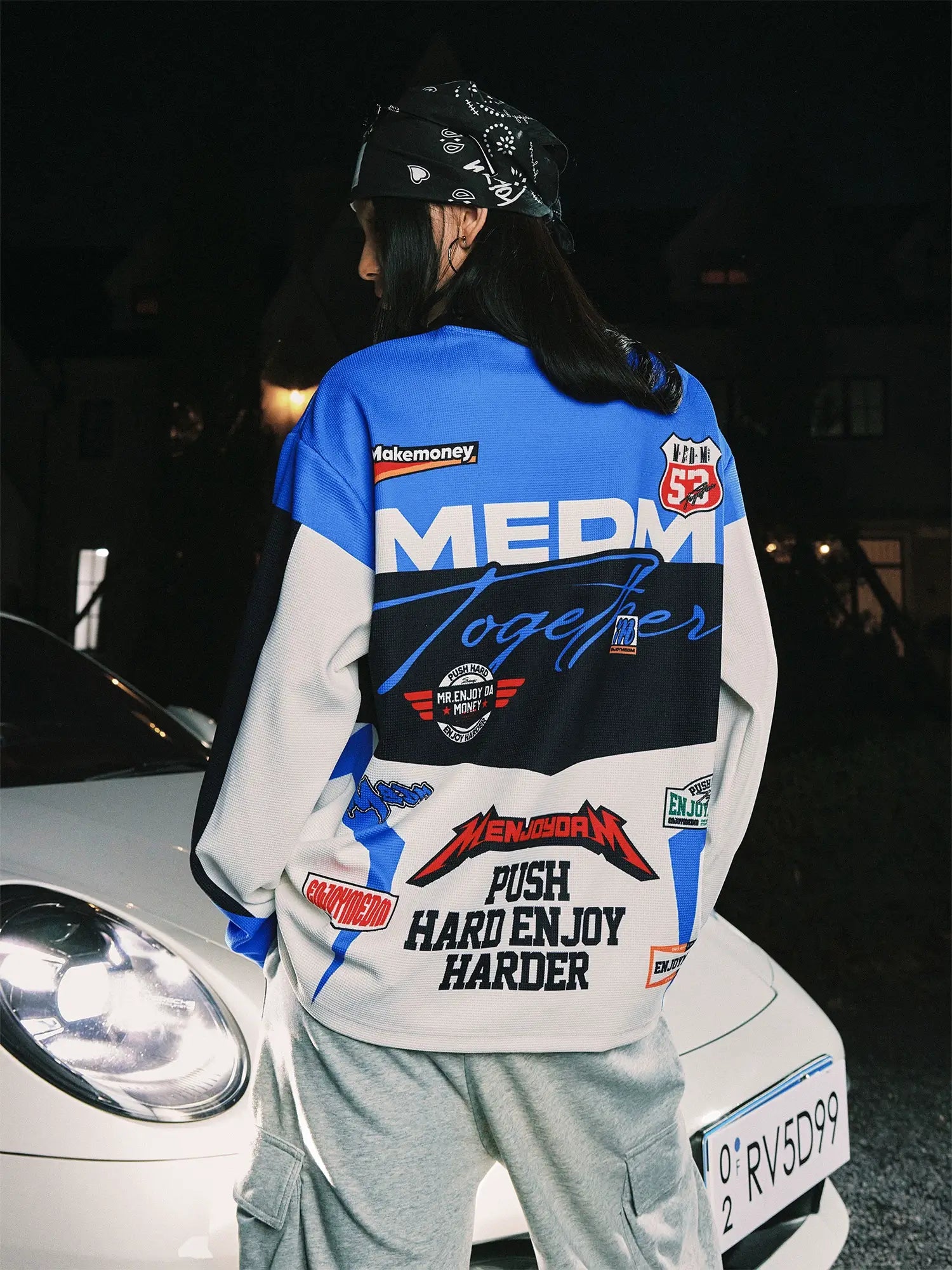 MEDM Biker Color Block Waffle Long Sleeve Jersey