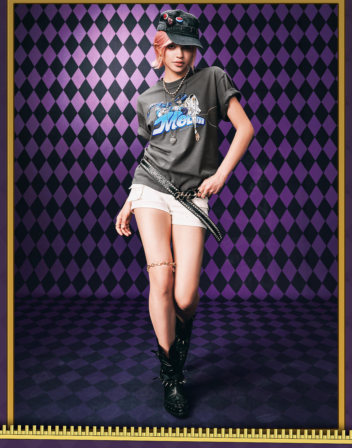 MEDM × JOJO Washed Distressed Character Print Tee