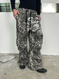 Night Lab Skull Pirate Leopard Printed Distressed Pants