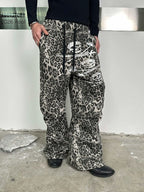 Night Lab Skull Pirate Leopard Printed Distressed Pants