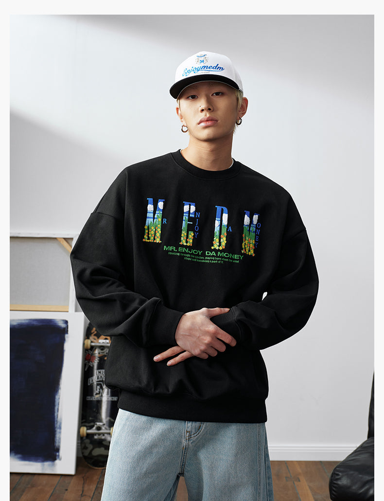 MEDM Blue Sky & Small Grass Embroidered Logo Sweatshirt
