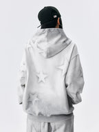 MEDM Washed Star All Over Print Zip Up Hoodie