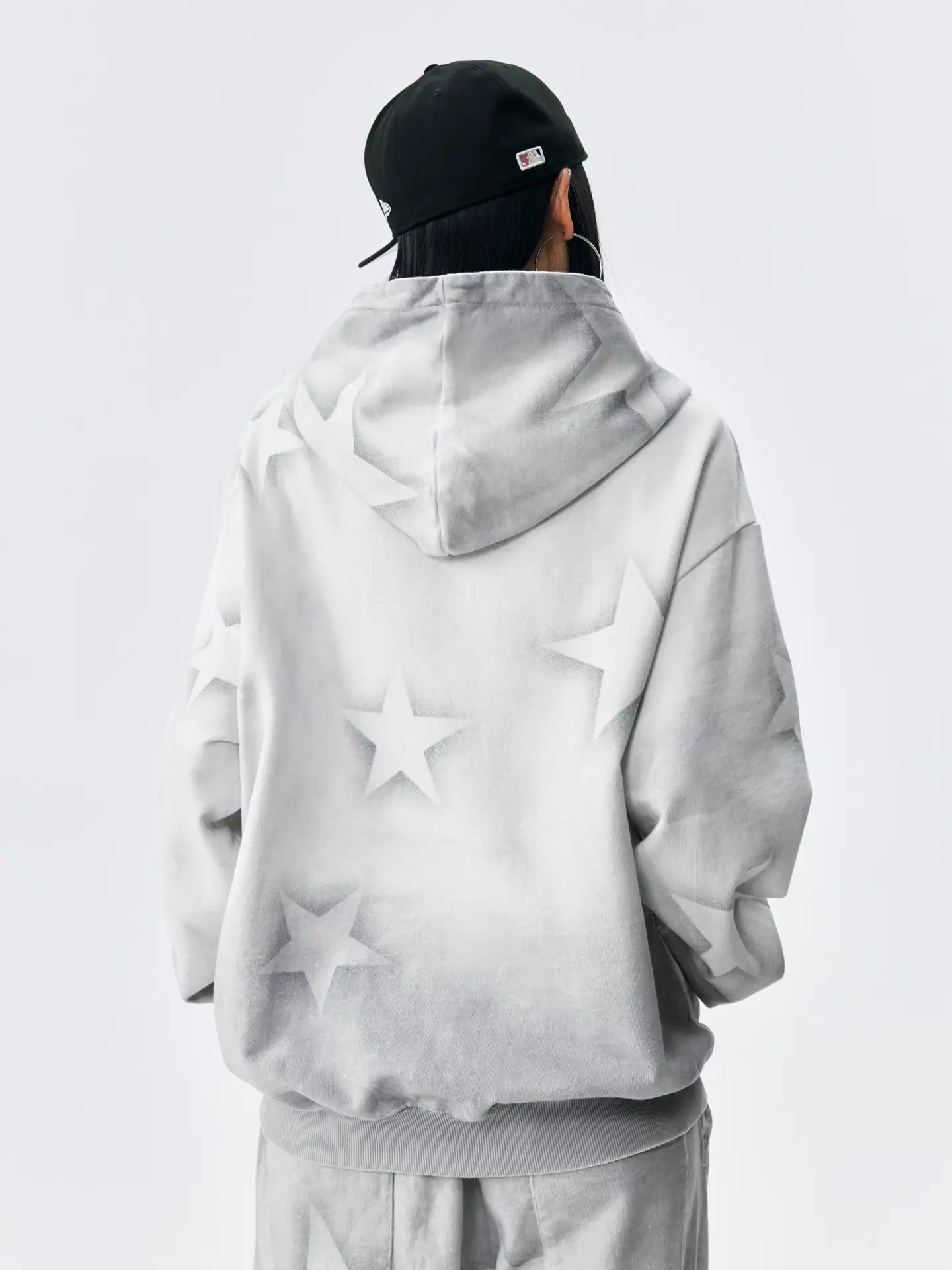 MEDM Washed Star All Over Print Zip Up Hoodie