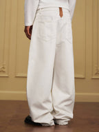 YADcrew Embossed Knee Leather Belt Loop Jeans