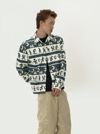 EVILKNIGHT(EK) Ethnic Print Striped Long Sleeve Shirt