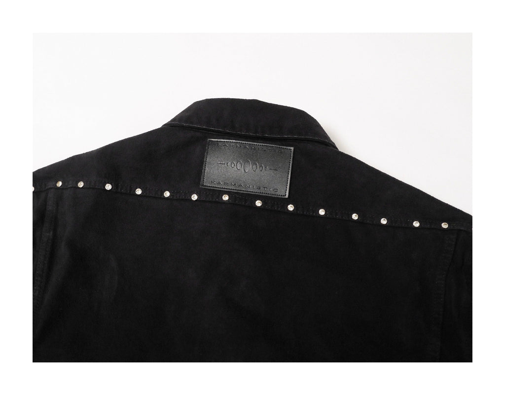KARMANISTIC Diamond Studded Short Denim Jacket