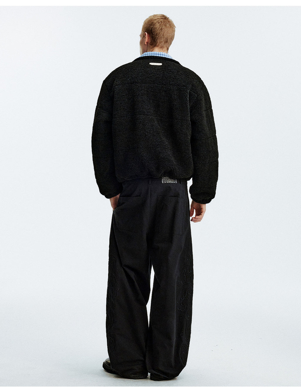 MEDM Plaid Trim Sherpa Short Jacket