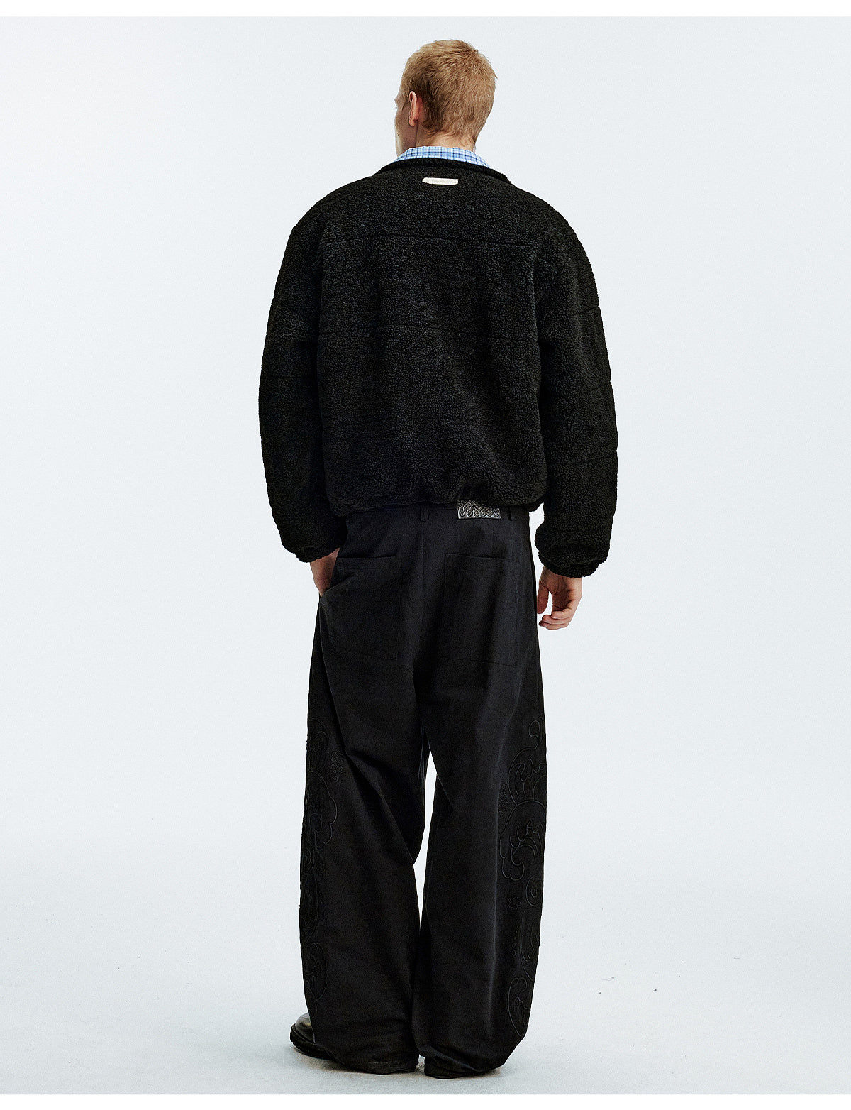 MEDM Plaid Trim Sherpa Short Jacket