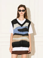 EMPTY REFERENCE Mohair Ripple Wool V-Neck Knit Vest