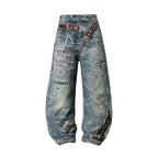 YADcrew x BIPOLAR 3D Belt Chain Digital Print Machete Jeans