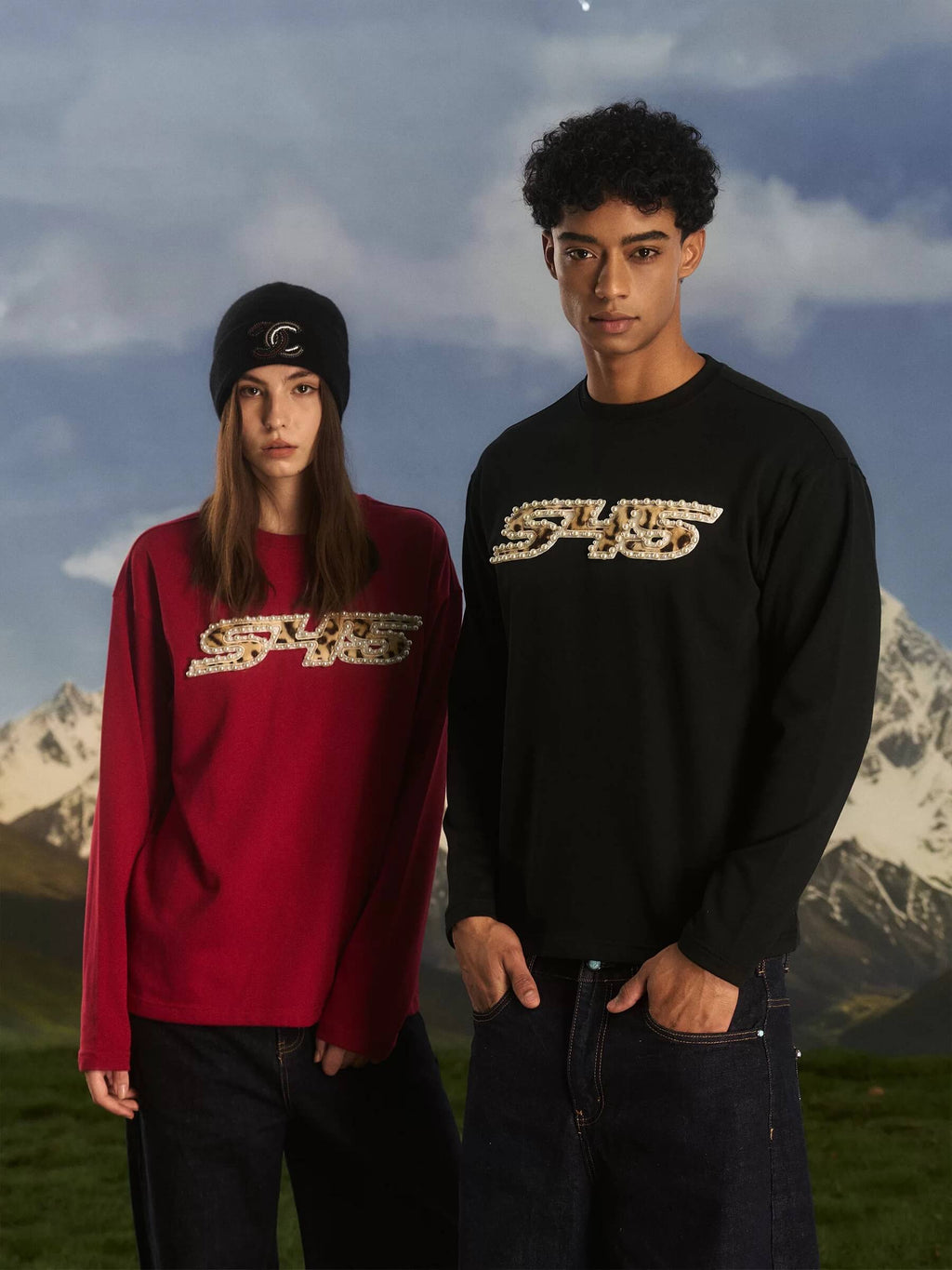 S45 Leopard Patch Pearl Logo Long Sleeve Tee