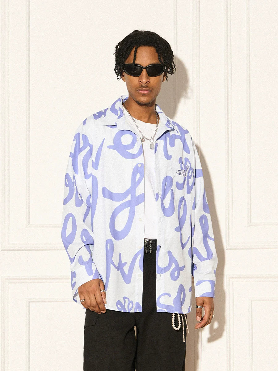 EMPTY REFERENCE Text Full Print Long Sleeve Shirt