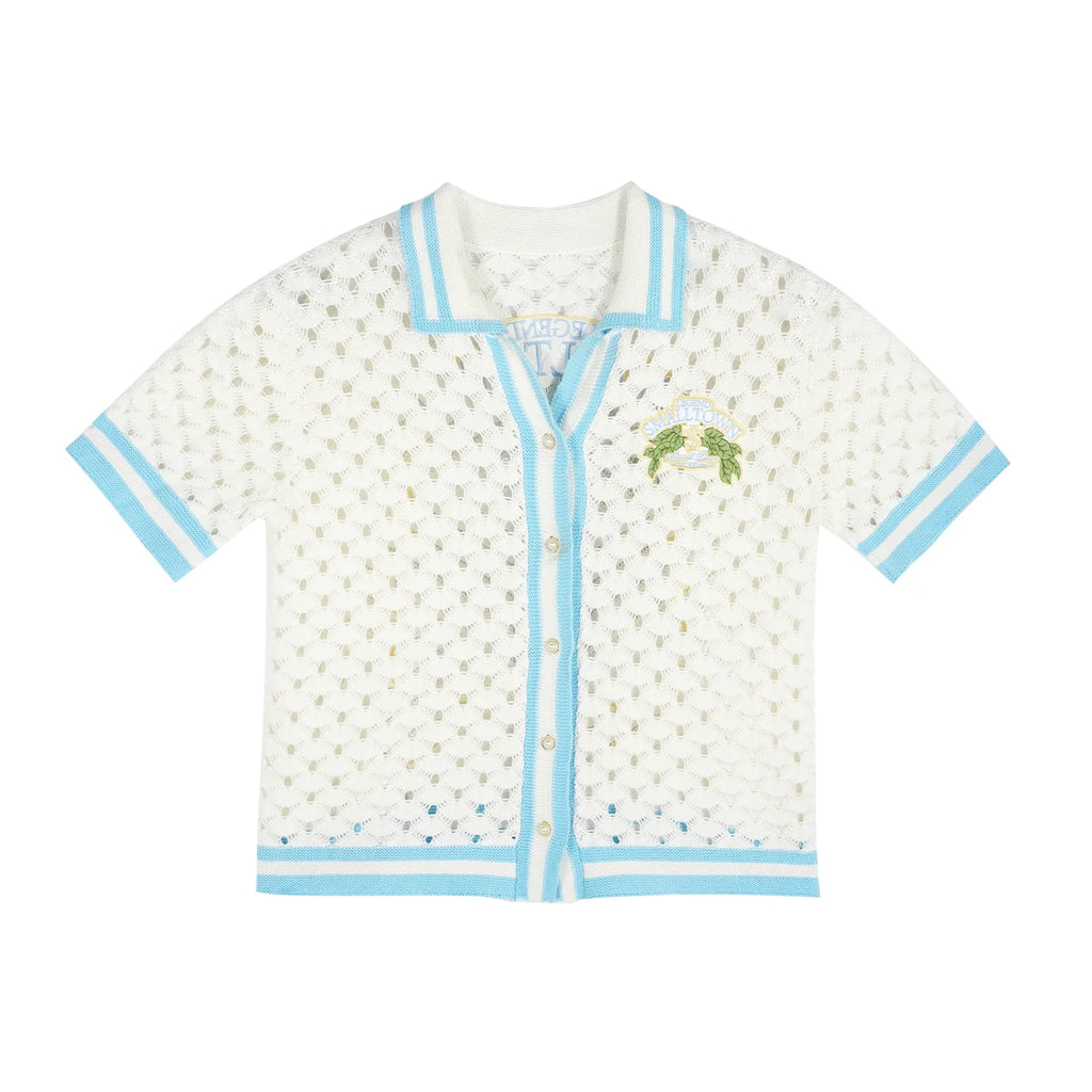 Small Town Kid Crochet-Knit Hawaiian Shirt Set