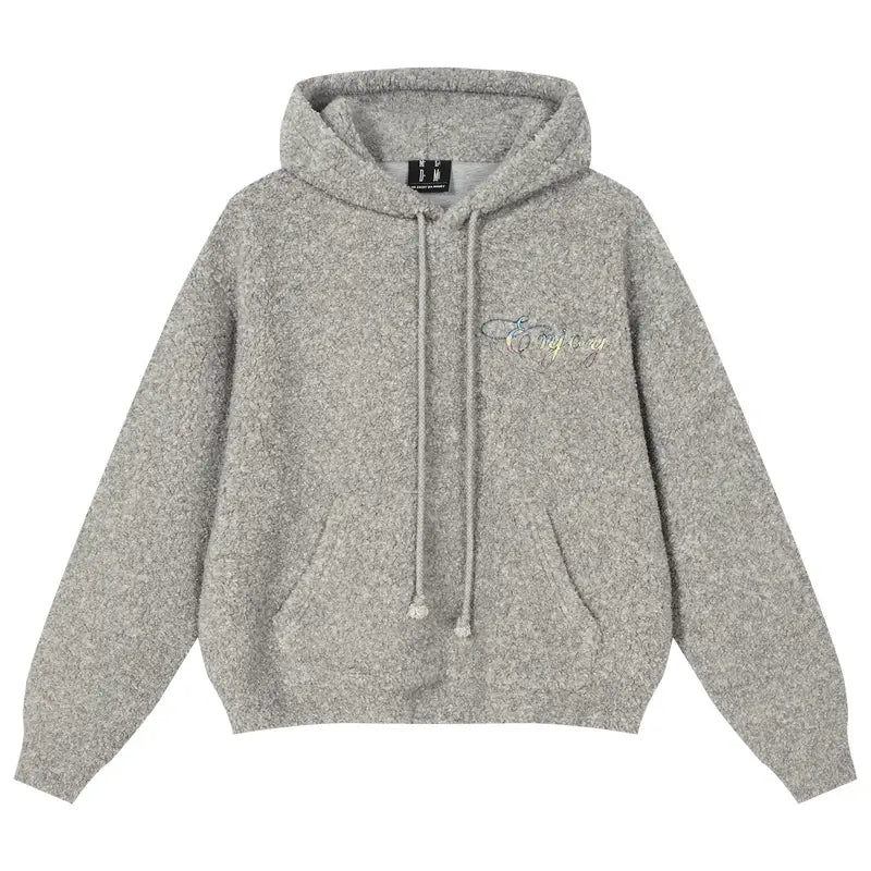 MEDM Gradient Embroidery Sherpa Fleece Hoodie