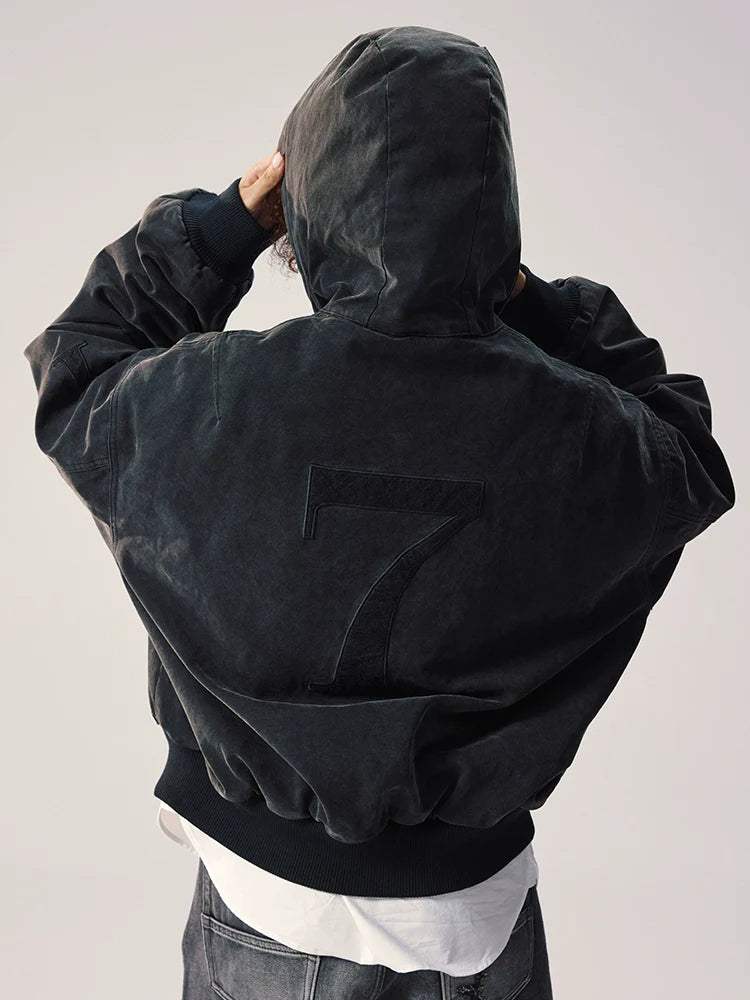Remedy Embroidered Washed Hooded Bomber Jacket