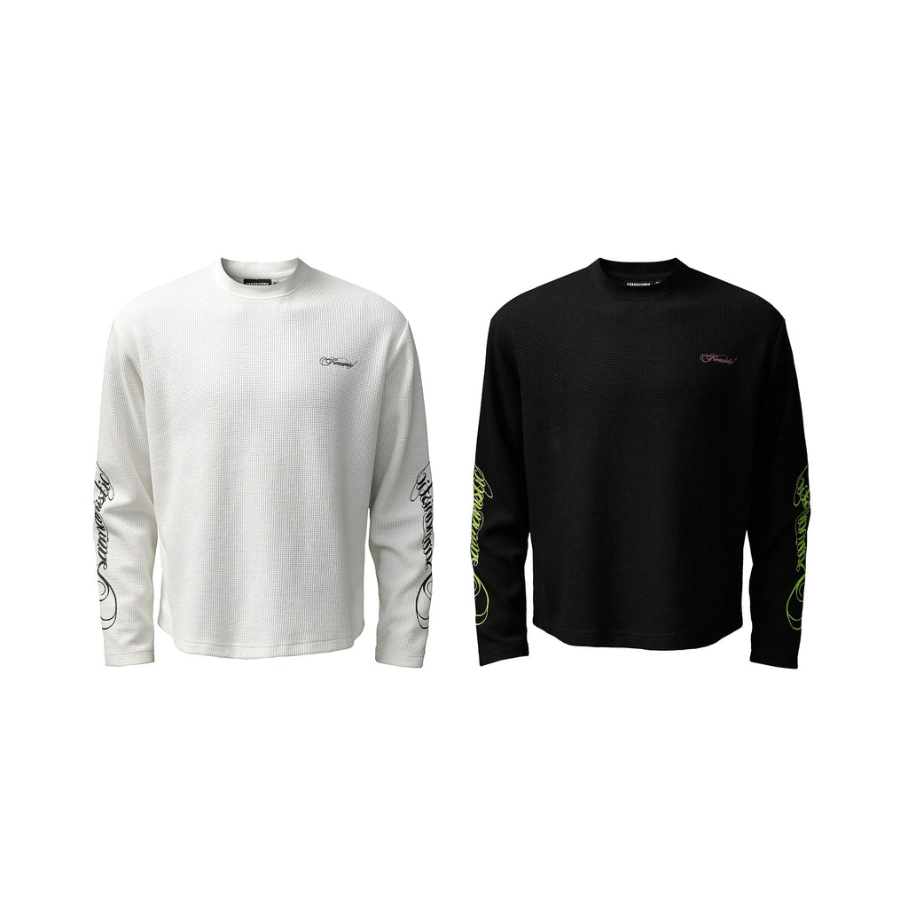 KARMANISTIC Printed Waffle Long Sleeve Tee