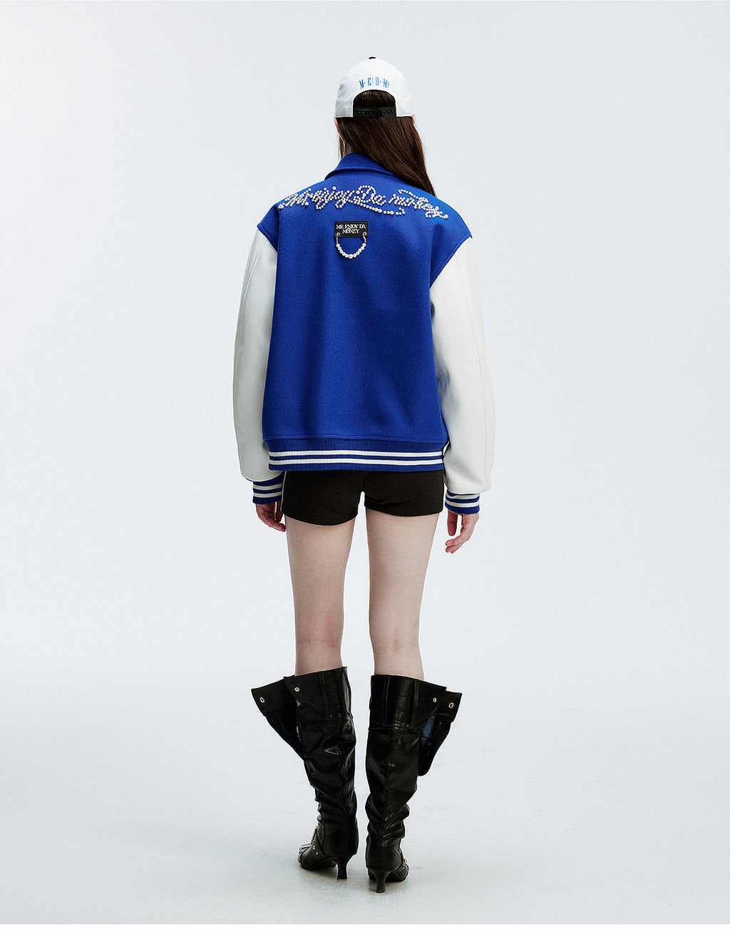MEDM Pearl Logo Color Block Varsity Jacket