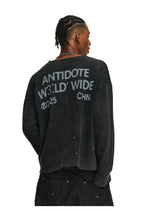 ANTIDOTE Striped Texture Washed Ink Splash Knit Sweater