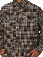 ANTIDOTE Rhinestone Flannel Plaid Long Sleeve Shirt