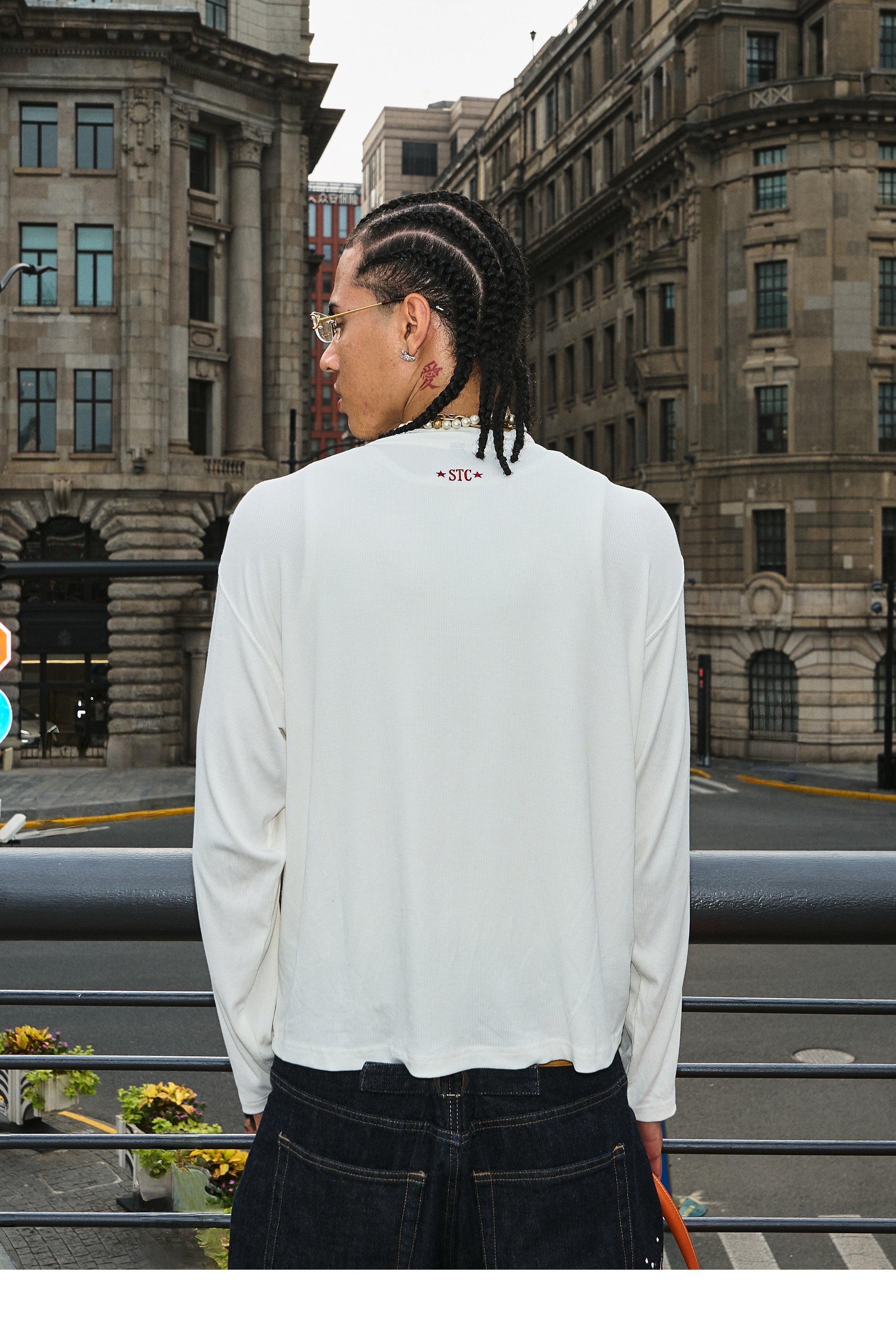 STEEPC Vintage Photo Print Long Sleeve Tee