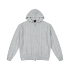 MEDM Hooded Cable Knit Zip Up Cardigan