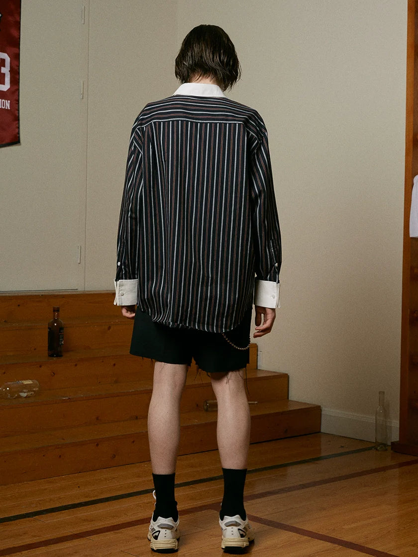 SOD Co. Striped Contrast Color Long Sleeve Shirt