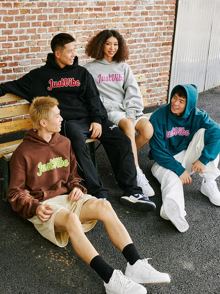 JUST VIBE Terry Embroidered Logo Hoodie