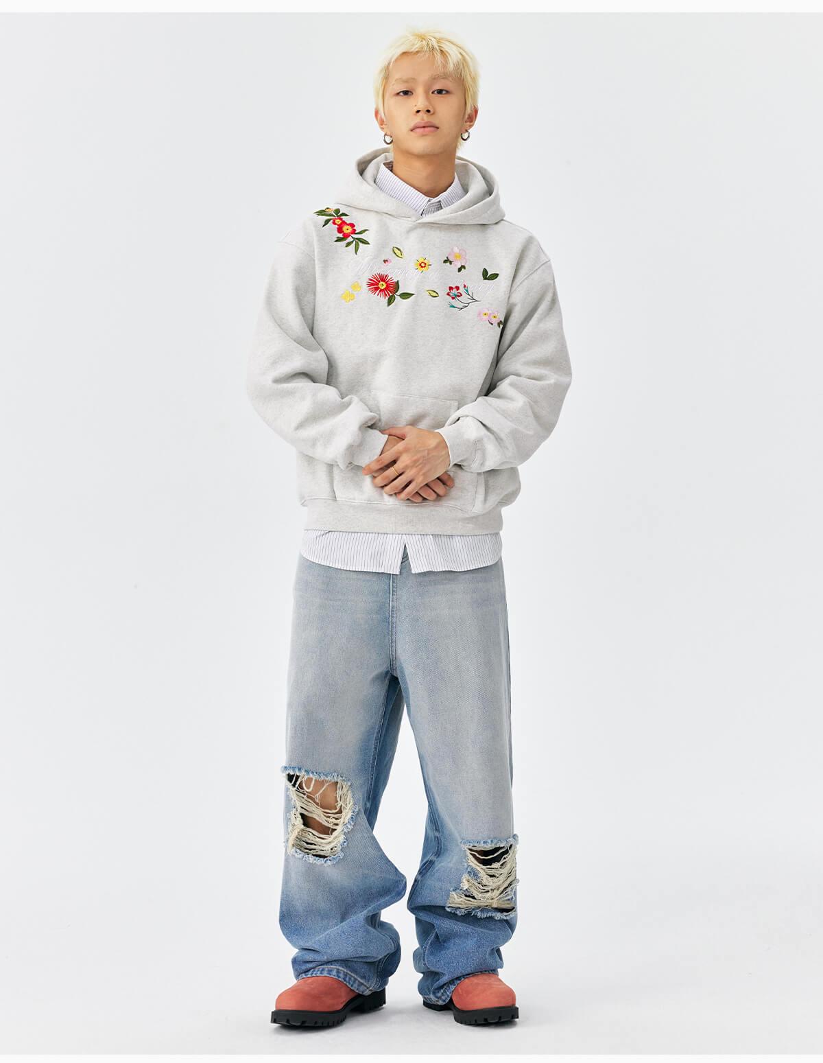 MEDM Colorful Floral Embroidered Hoodie