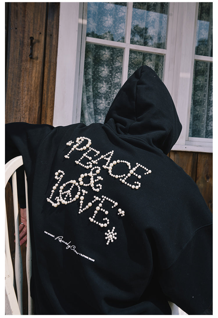Remedy PEACE LOVE Pearl Embroidered Hoodie